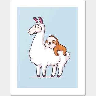 Best Friends - Llama and Sloth Posters and Art